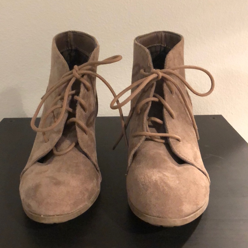 Tan lace up heeled booties - Madden Girl